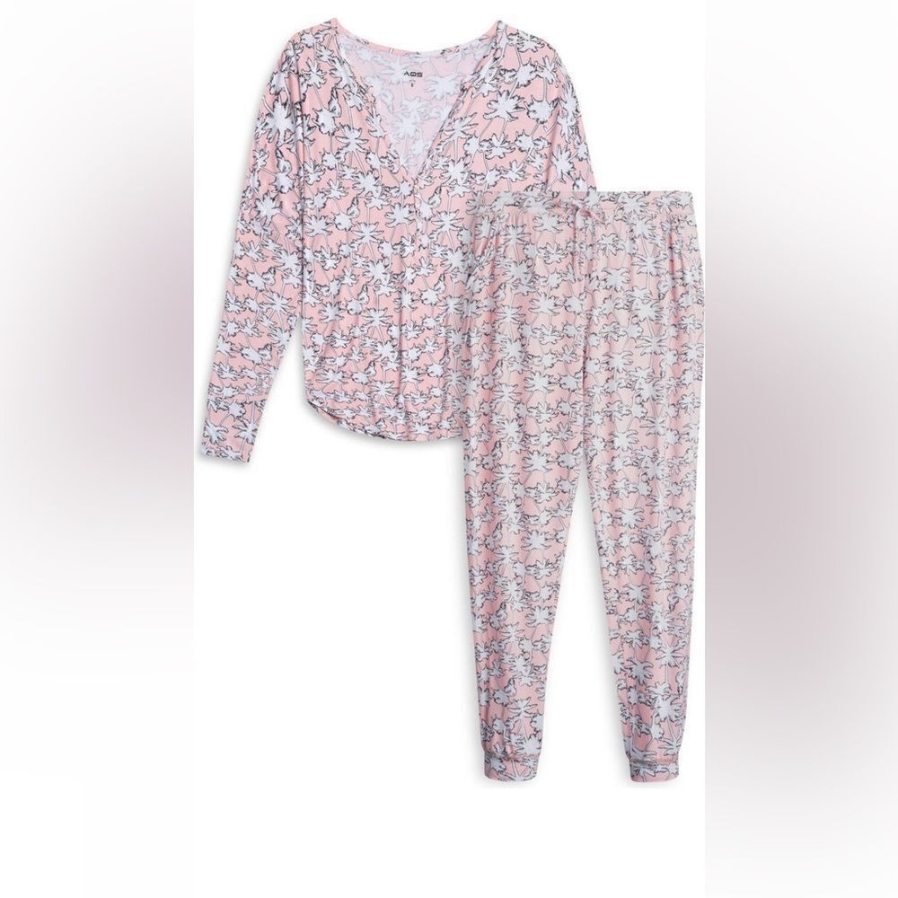 AQS Women’s long sleeve Henley&Joggers 2 piece soft pajama set size L, NWT